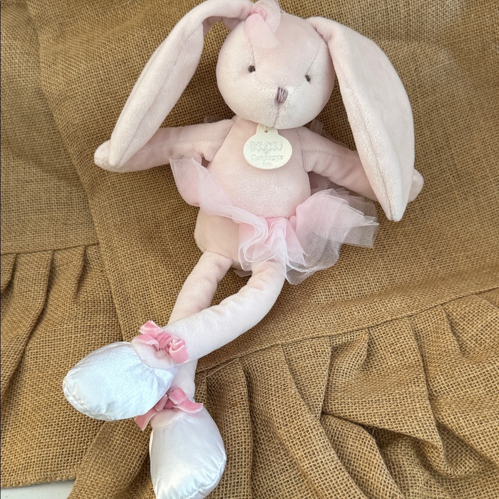 Doudou et Compagnie Paris Ballerina Bunny Plush Baby Infant Toy Pink 12" NEW